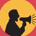 Simple image man with loudspeaker